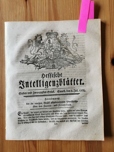 1775 zeitung landwirtschaft - zeitung, 27