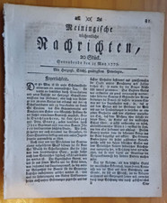 Meiningen 15.5. 1779 Zeitung