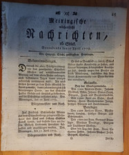Meiningen 17.4. 1779 Zeitung