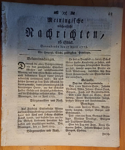 Meiningen 1779 zeitung - 17.4.,