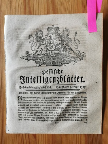 1775 zeitung landwirtschaft - 1775,