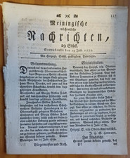Meiningen 17.7. 1779 Zeitung
