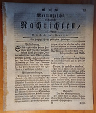 Meiningen 1.5. 1779 Zeitung
