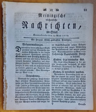 Meiningen 29.5. 1779 Zeitung